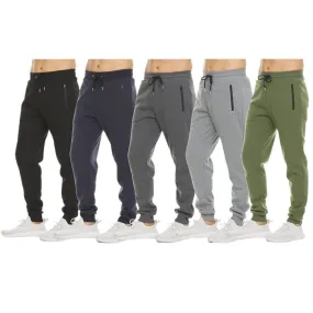 3-Pack: Men's Fleece Active Jogger Pants with Zipper Pockets