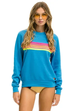 5 STRIPE CREW SWEATSHIRT - OCEAN // NEON PINK YELLOW