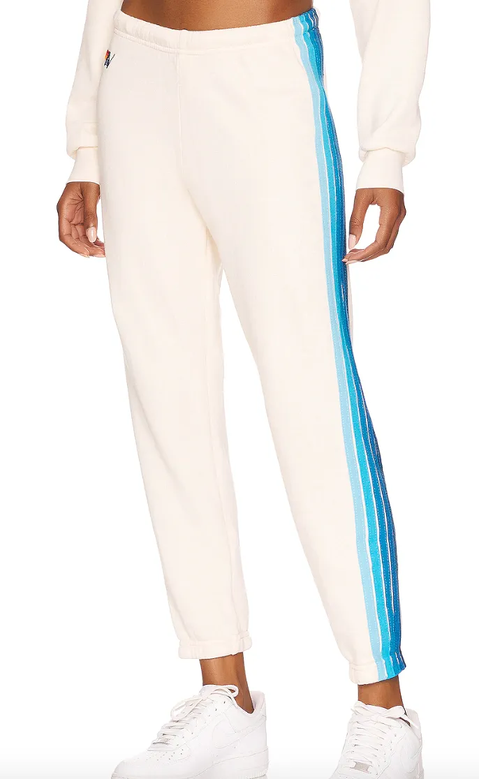 5 Stripe Sweatpants ~ Vintage White/Blue