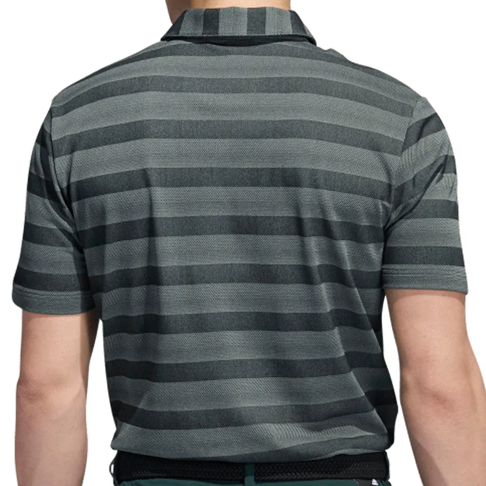 adidas 2 Colour Stripe Polo Shirt - Shadow Green/Linen Green