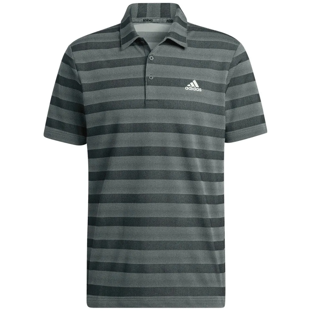 adidas 2 Colour Stripe Polo Shirt - Shadow Green/Linen Green