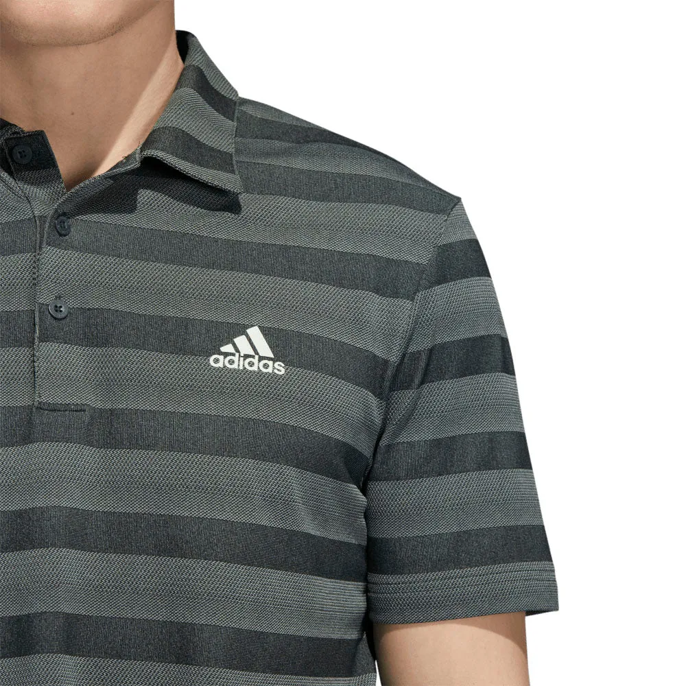 adidas 2 Colour Stripe Polo Shirt - Shadow Green/Linen Green