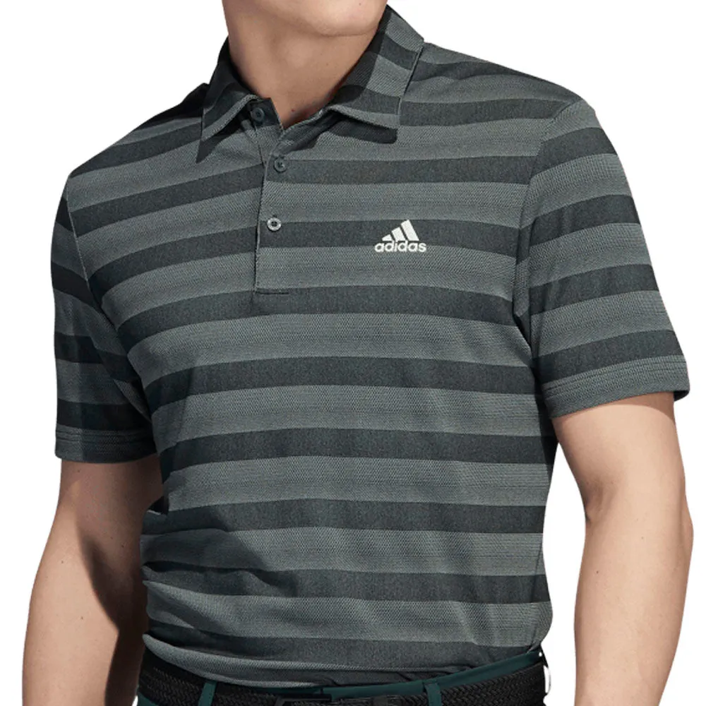 adidas 2 Colour Stripe Polo Shirt - Shadow Green/Linen Green