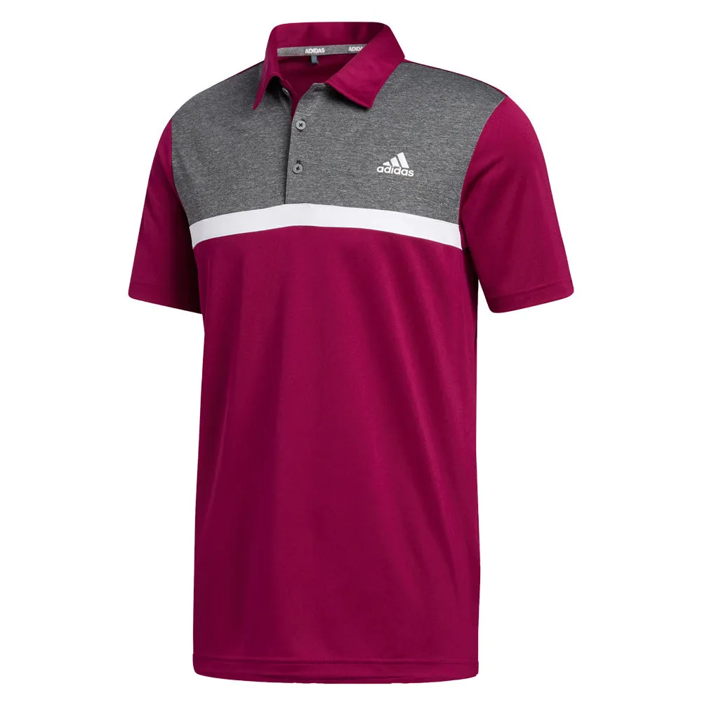 adidas Colour Block Novelty Polo Shirt - Power Berry/Melange/Black