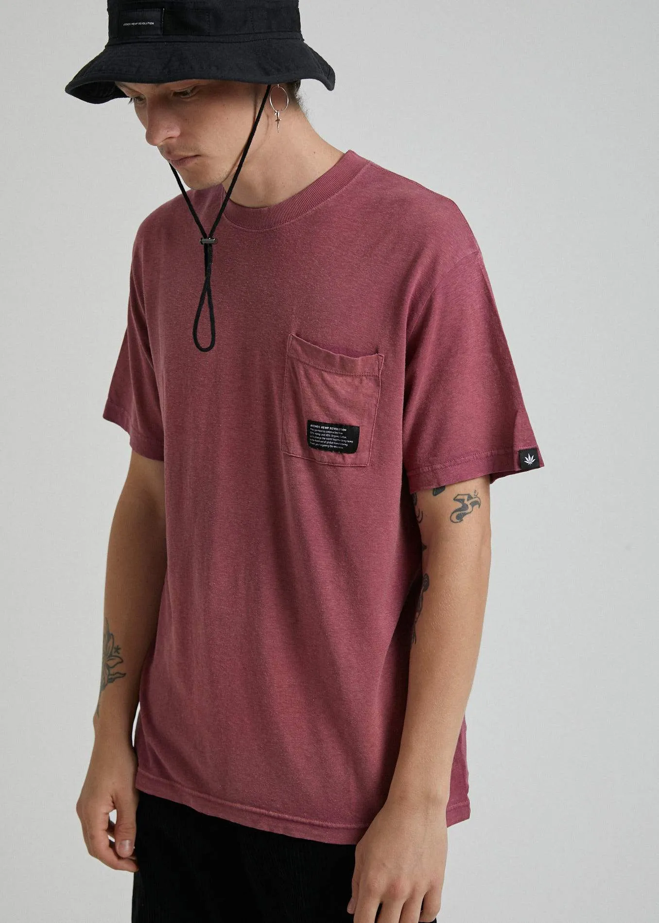 Afends Mens Booze Blues - Hemp Retro Fit Tee - Blood