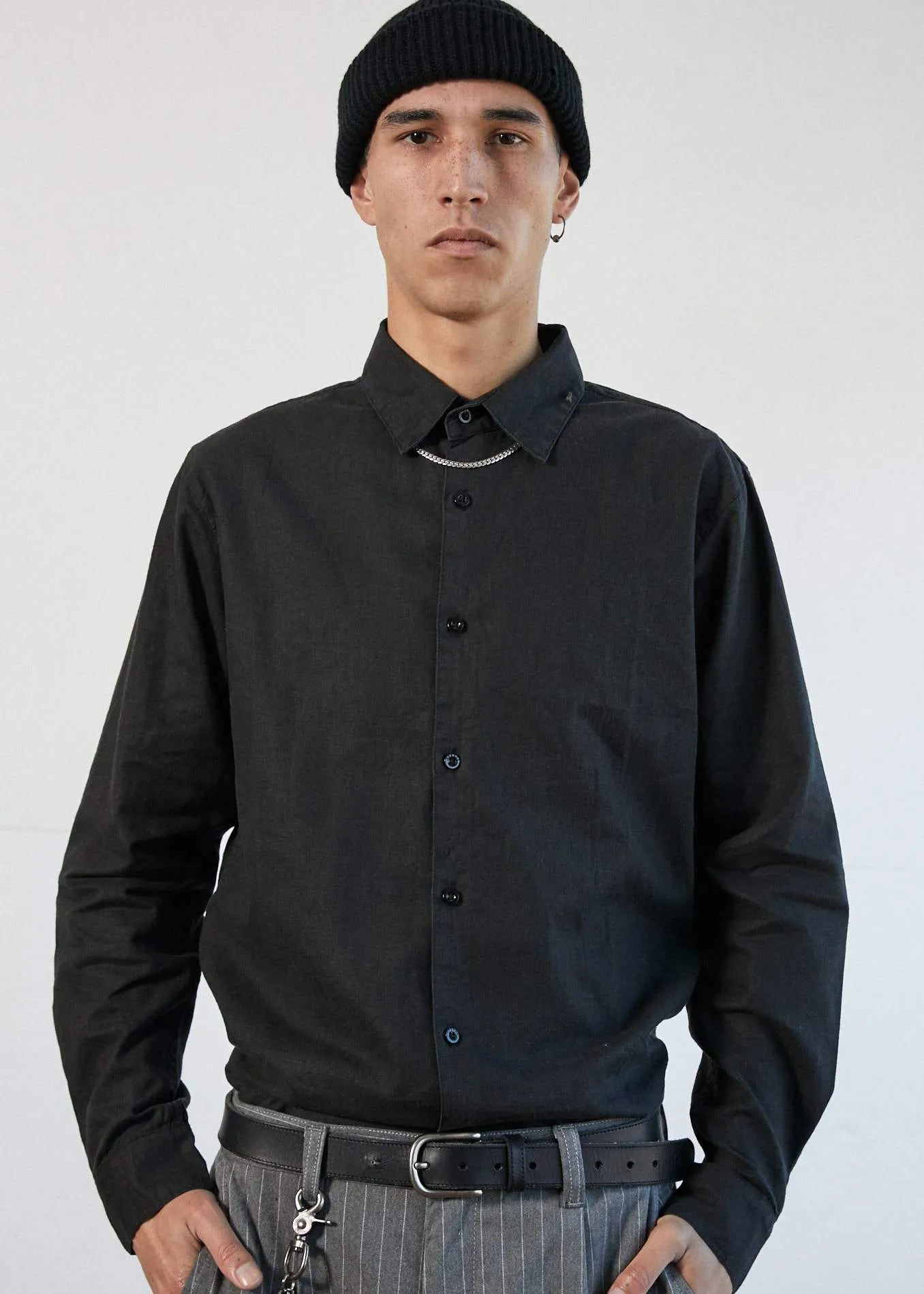 Afends Mens Everyday - Hemp Long Sleeve Shirt - Black