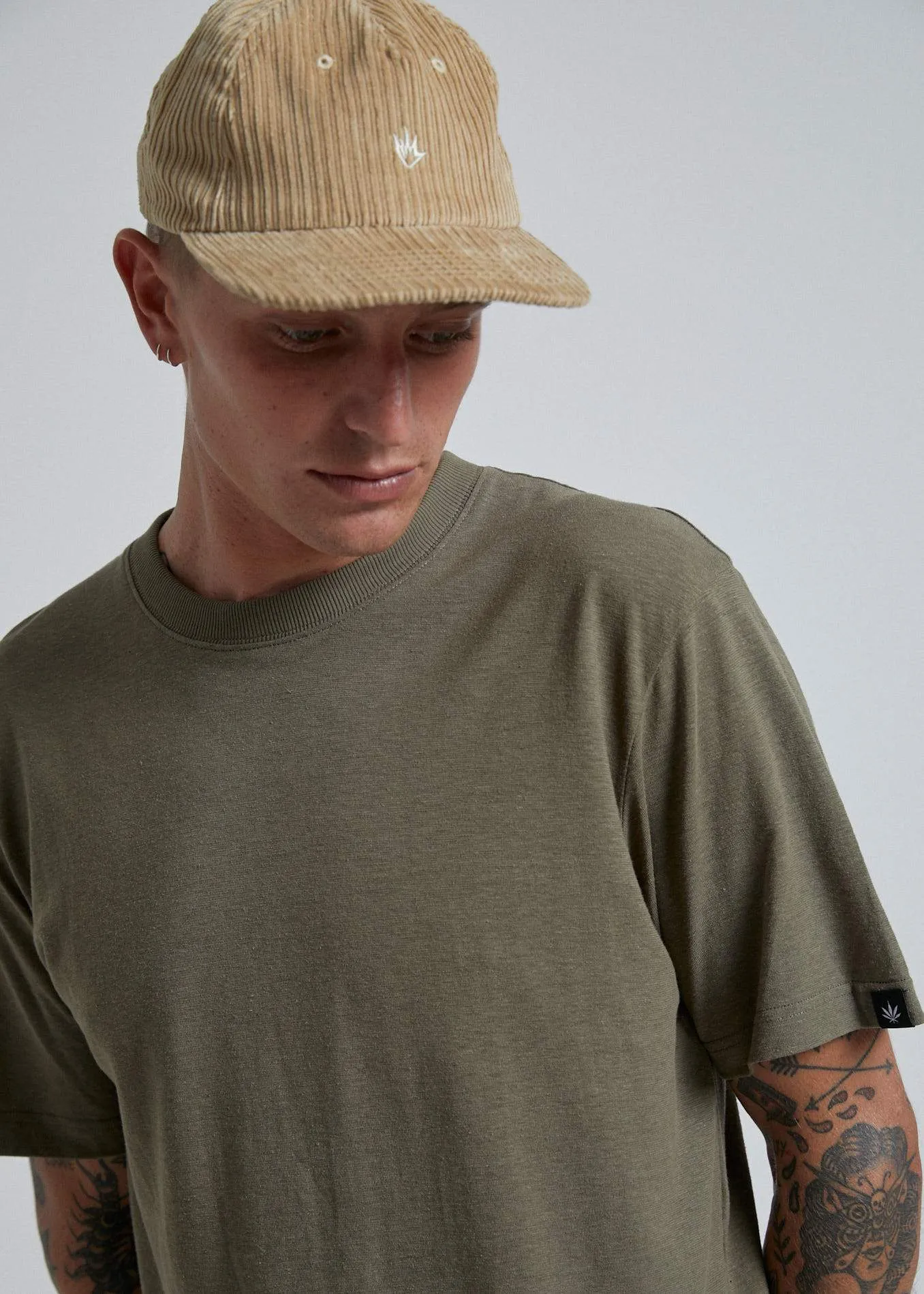 Afends Mens New Order - Hemp Retro Fit Tee - Dark Olive