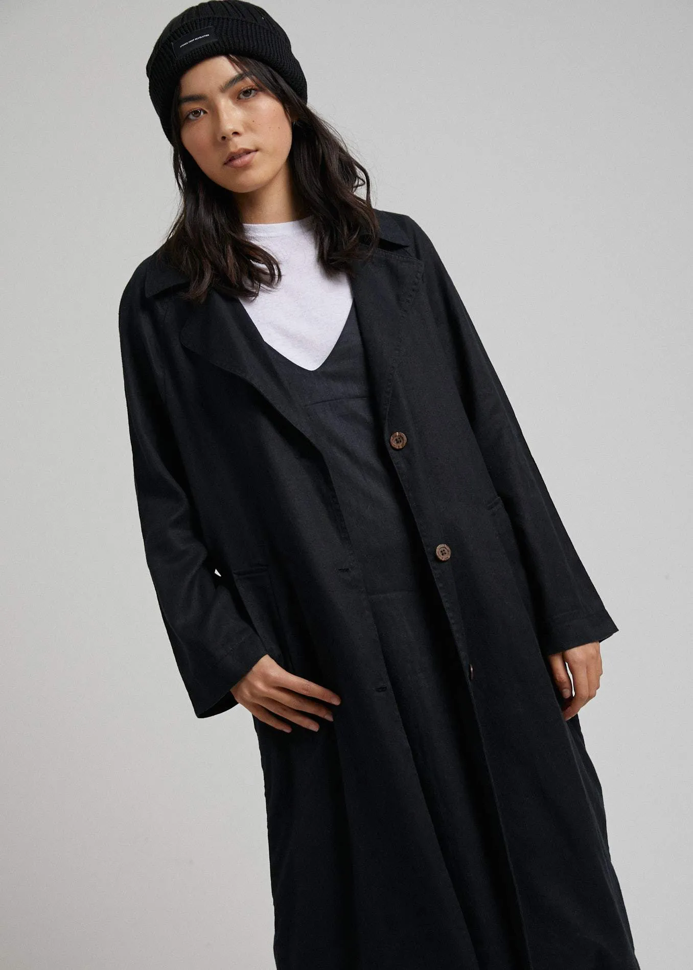 Afends Womens Maya - Hemp Trench Coat - Black