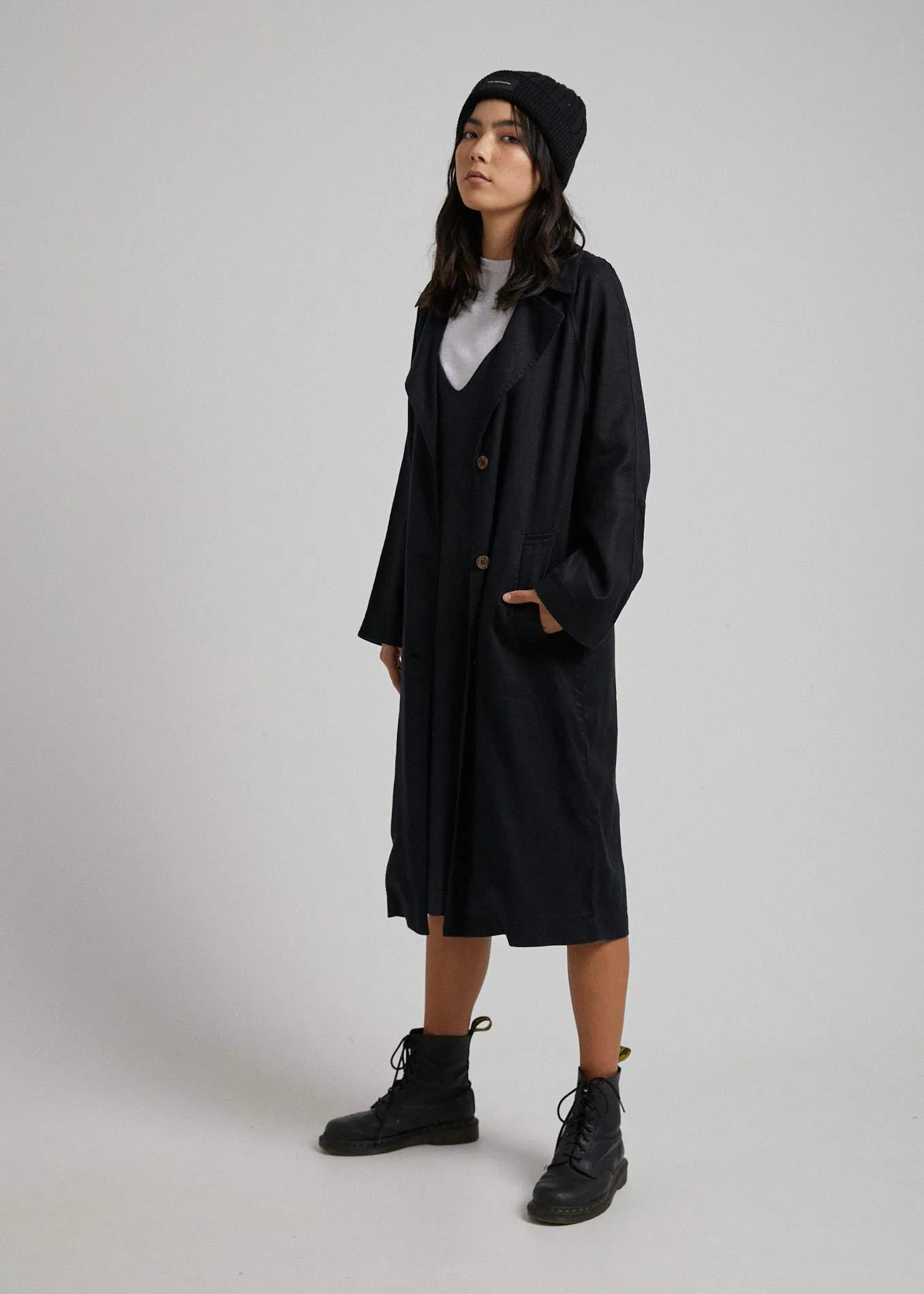 Afends Womens Maya - Hemp Trench Coat - Black