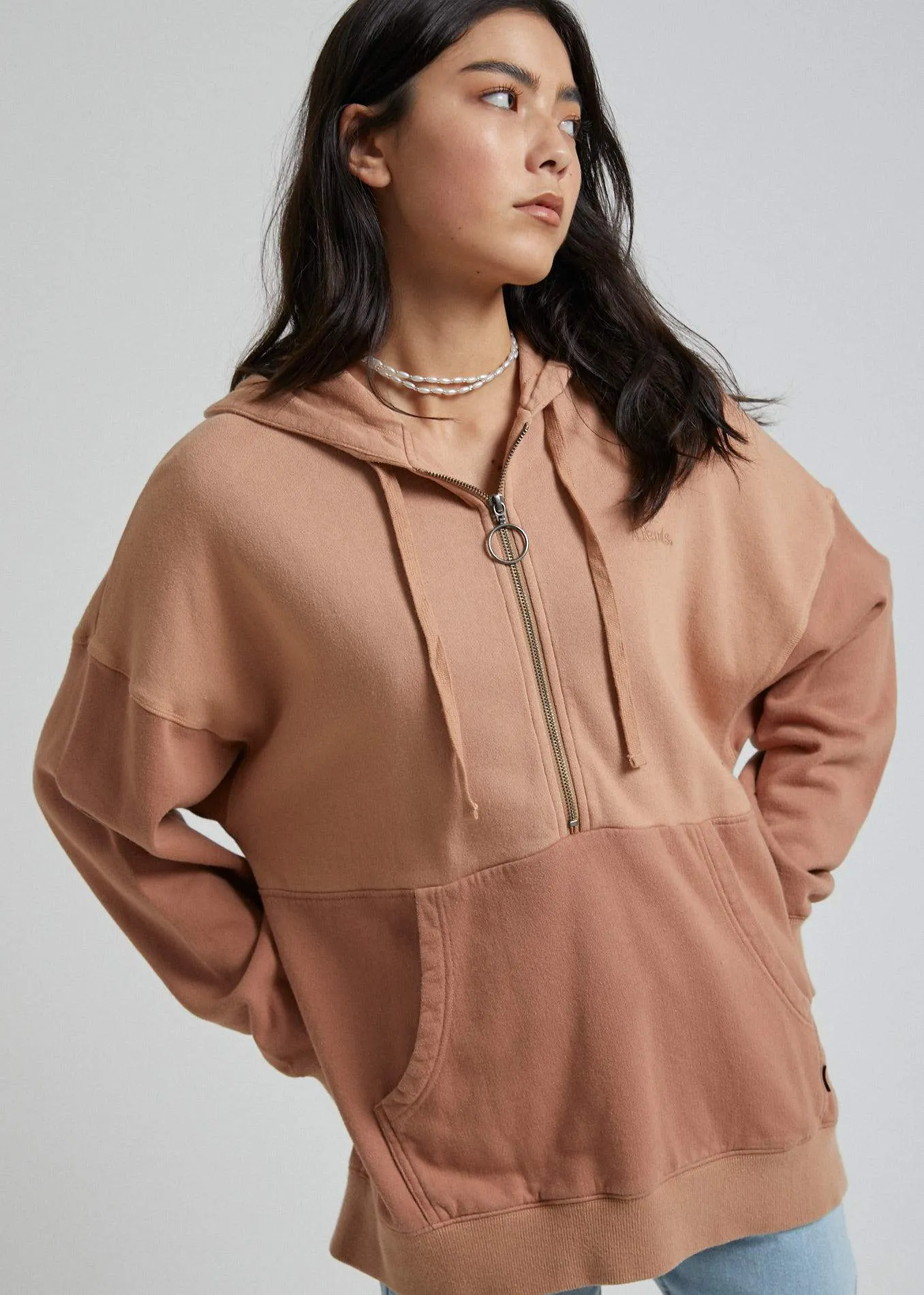 Afends Womens Retrograde - Pull On Hood - Almond