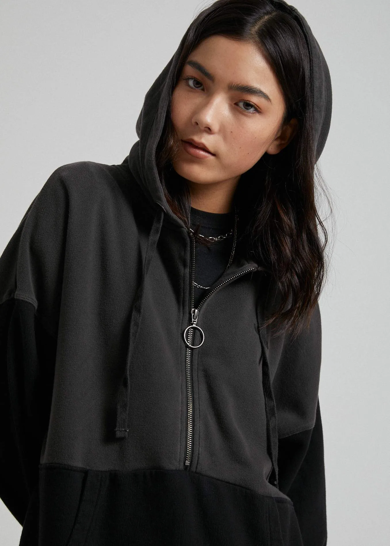 Afends Womens Retrograde - Pull On Hood - Stone Black