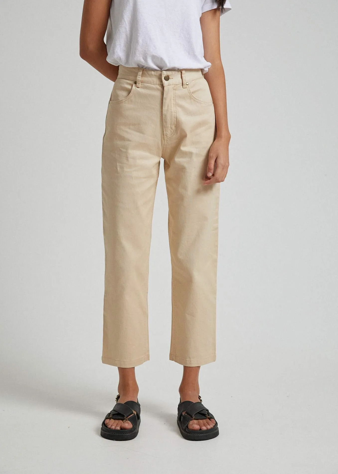 Afends Womens Shelby - Hemp High Waist Wide Leg Pants - Dirty Beige