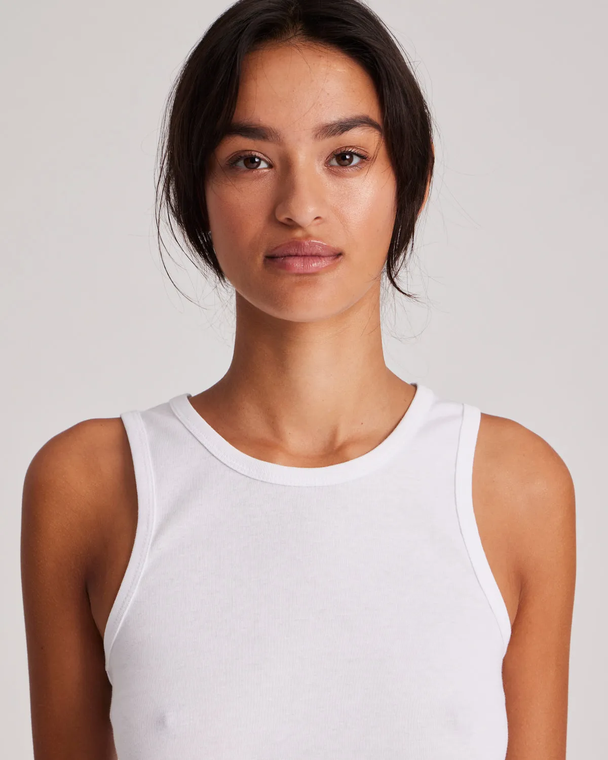 Alberte Cotton 1x1 RIB Top - White