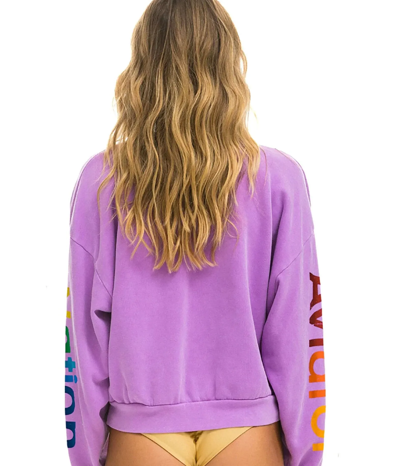 Aviator Nation Women Relaxed Crew Sweatshirt Neon Purple