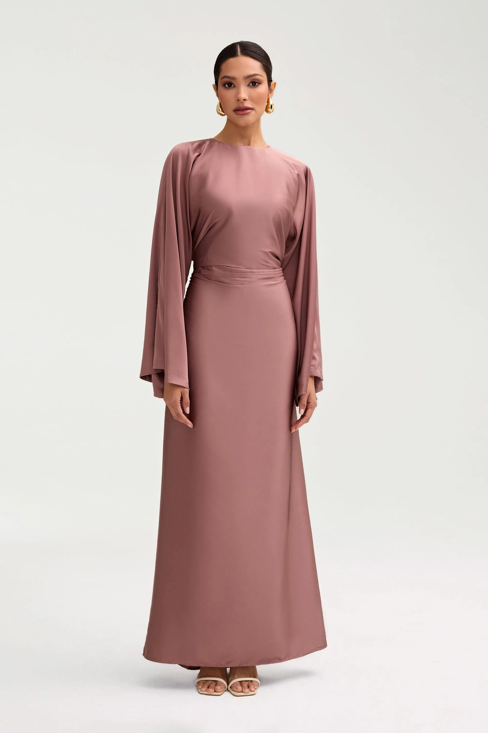 Batool Satin Maxi Dress - Dusky Mauve