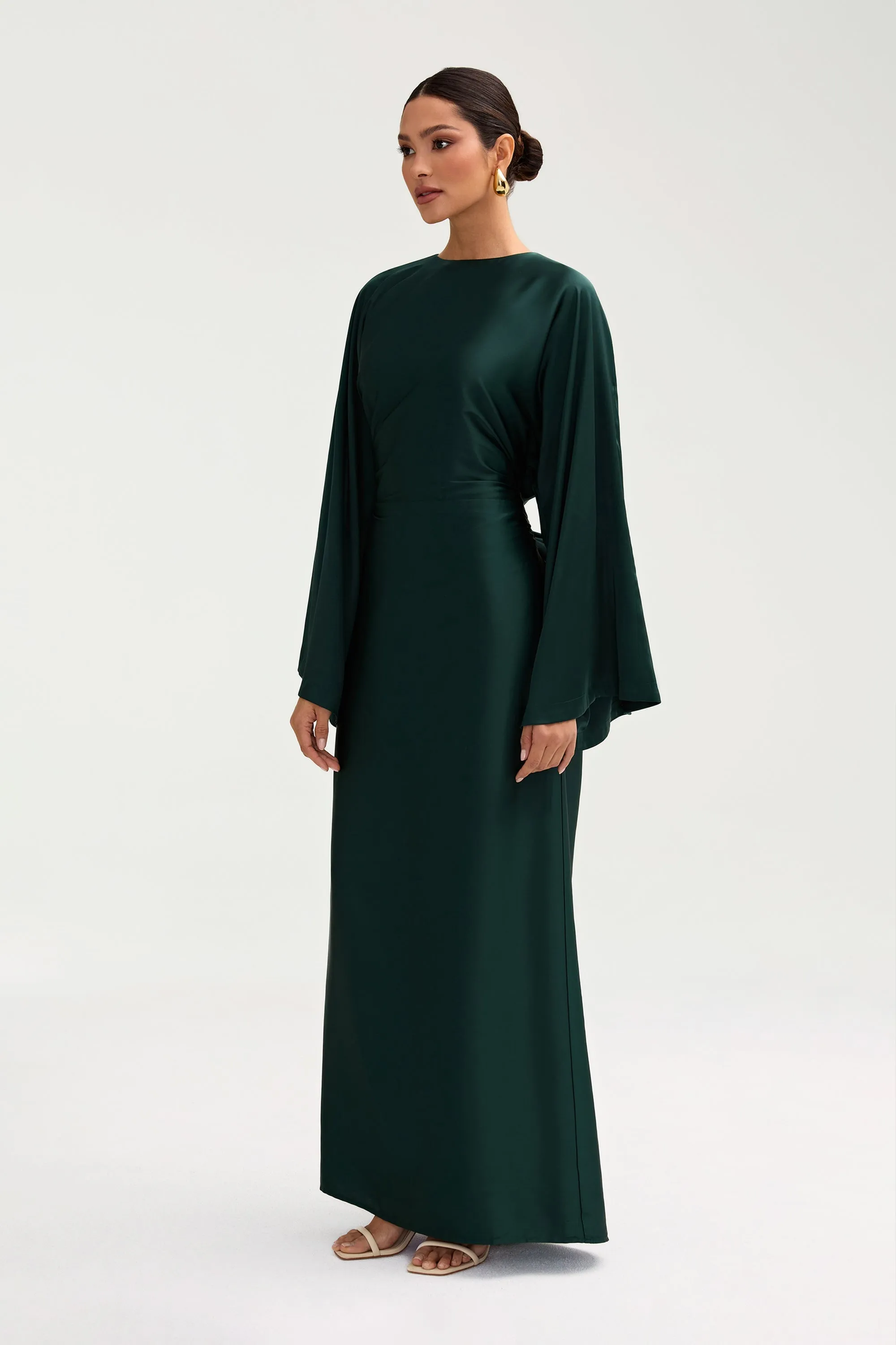 Batool Satin Maxi Dress - Emerald