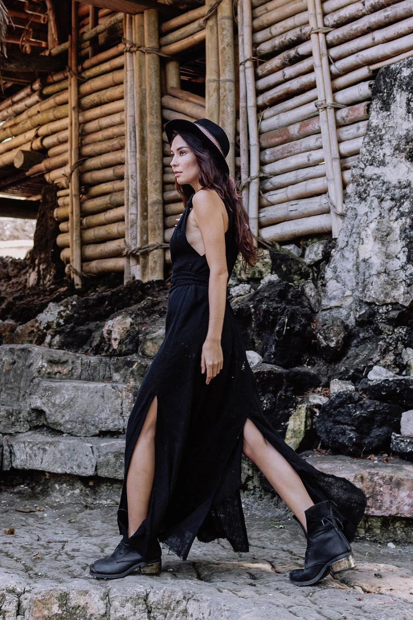 Black Cotton Bohemian Wedding Dress