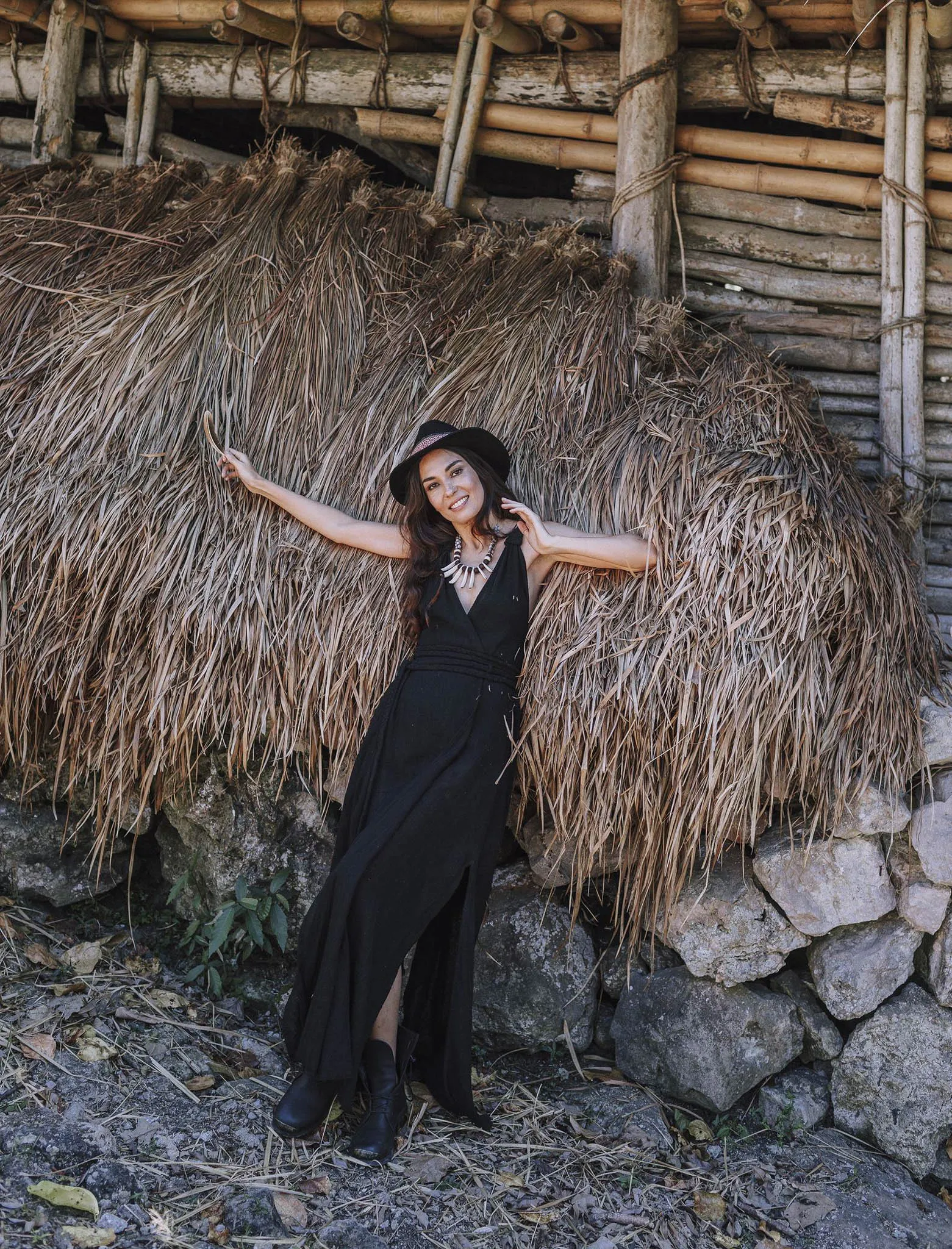 Black Cotton Bohemian Wedding Dress