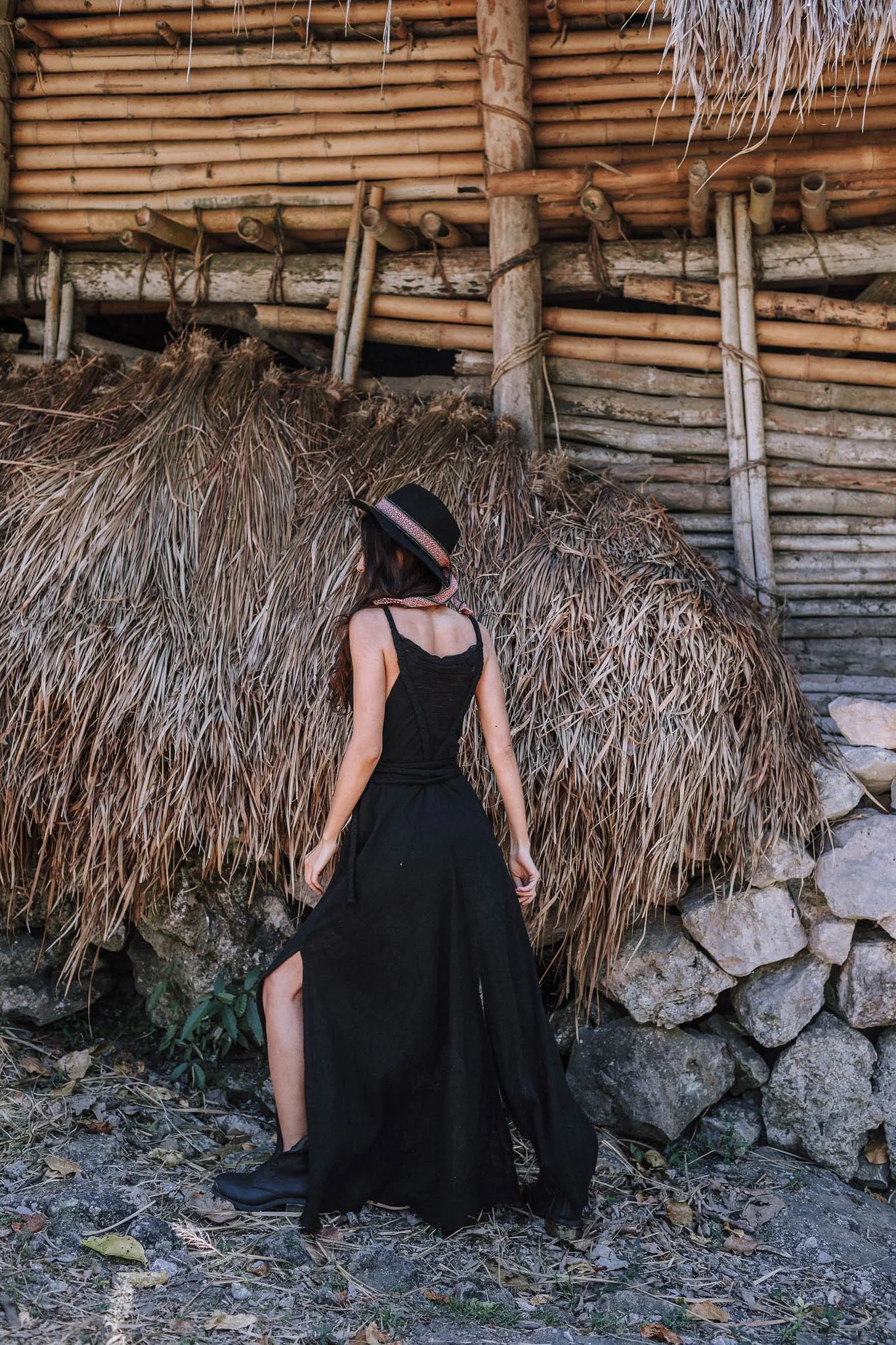 Black Cotton Bohemian Wedding Dress