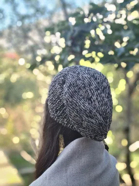 Black Plain Knit Hemp   Wool Beanie