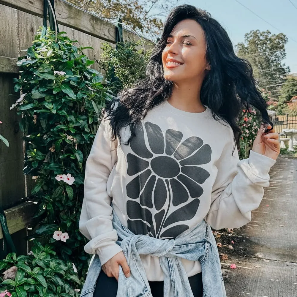 Black Retro Flower Sweatshirt