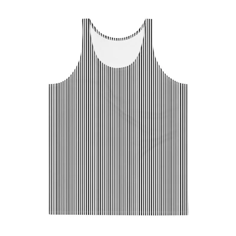 Black Striped Men's Tank Tops, Black & White Vertical Stripe Best Unisex Tank Top- Made in USA/ EU/ MX