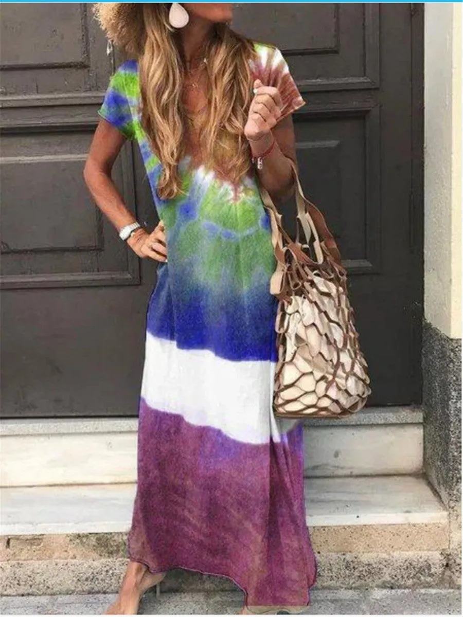 Bohemian Loose Casual Tie Dye Dress