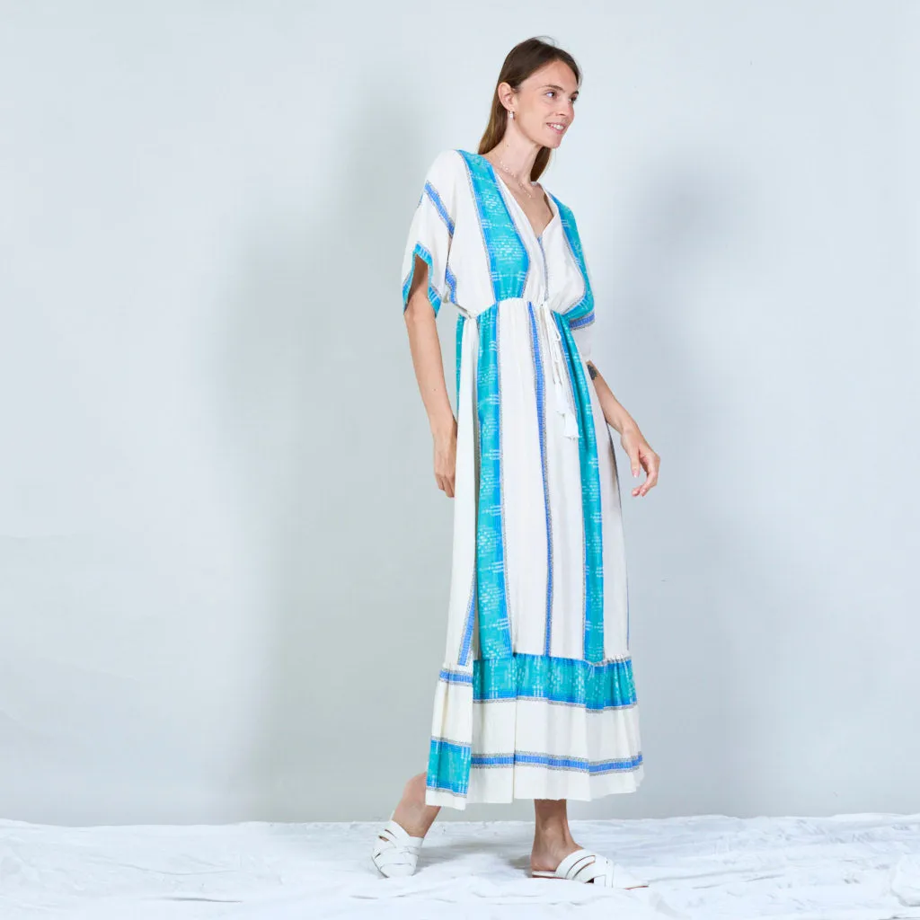 Bohemian maxi dress with drawstring waist wholesale