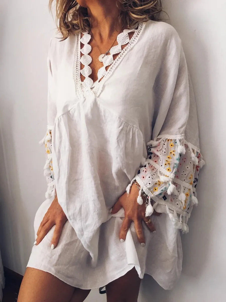 Bohemian Vintage Casual Loose Vacation Beach Dress