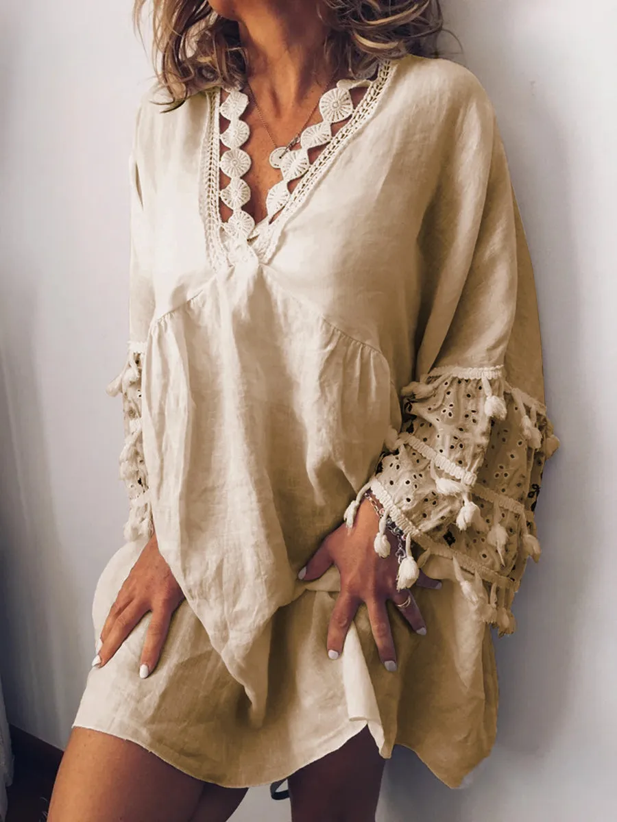 Bohemian Vintage Casual Loose Vacation Beach Dress