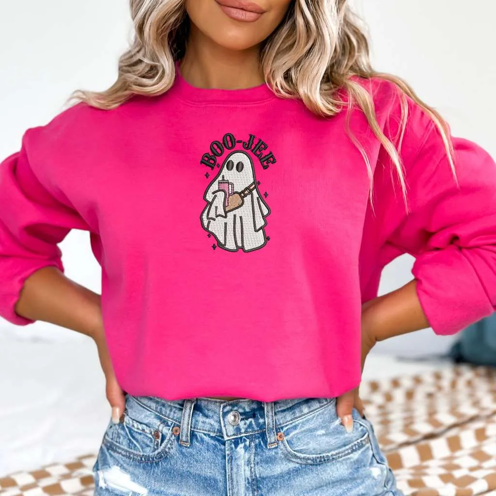 Boo-Jee Ghost Embroidered Sweatshirt | Halloween Ghost Sweatshirt