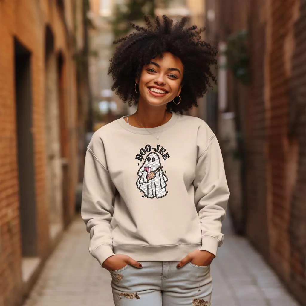 Boo-Jee Ghost Embroidered Sweatshirt | Halloween Ghost Sweatshirt