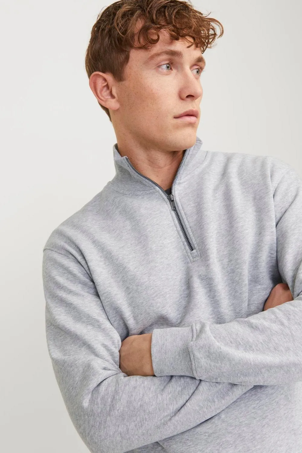 Bradley Sweat Half Zip - Lysegrå