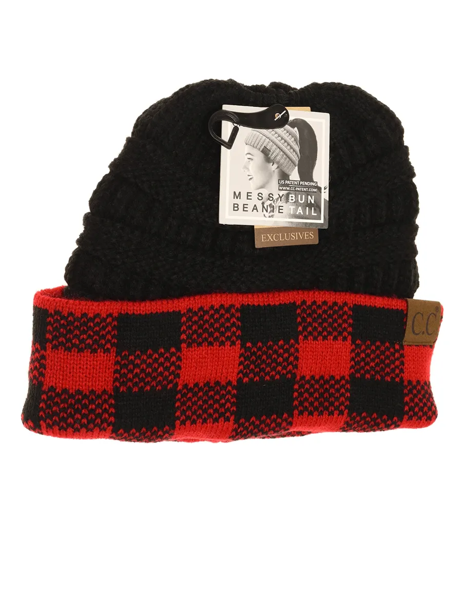 Buffalo Check CC Beanie Tail in Red