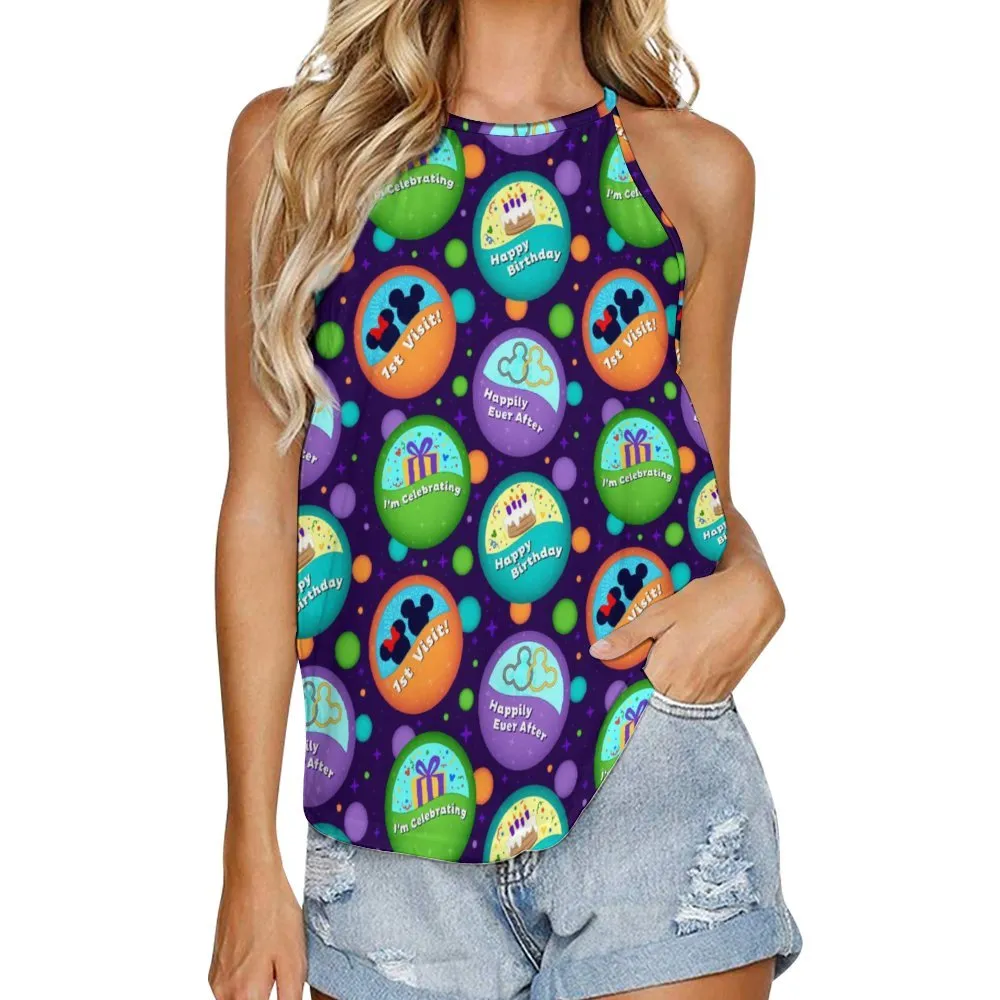 Button Collector Women's Round-Neck Vest Tank Top