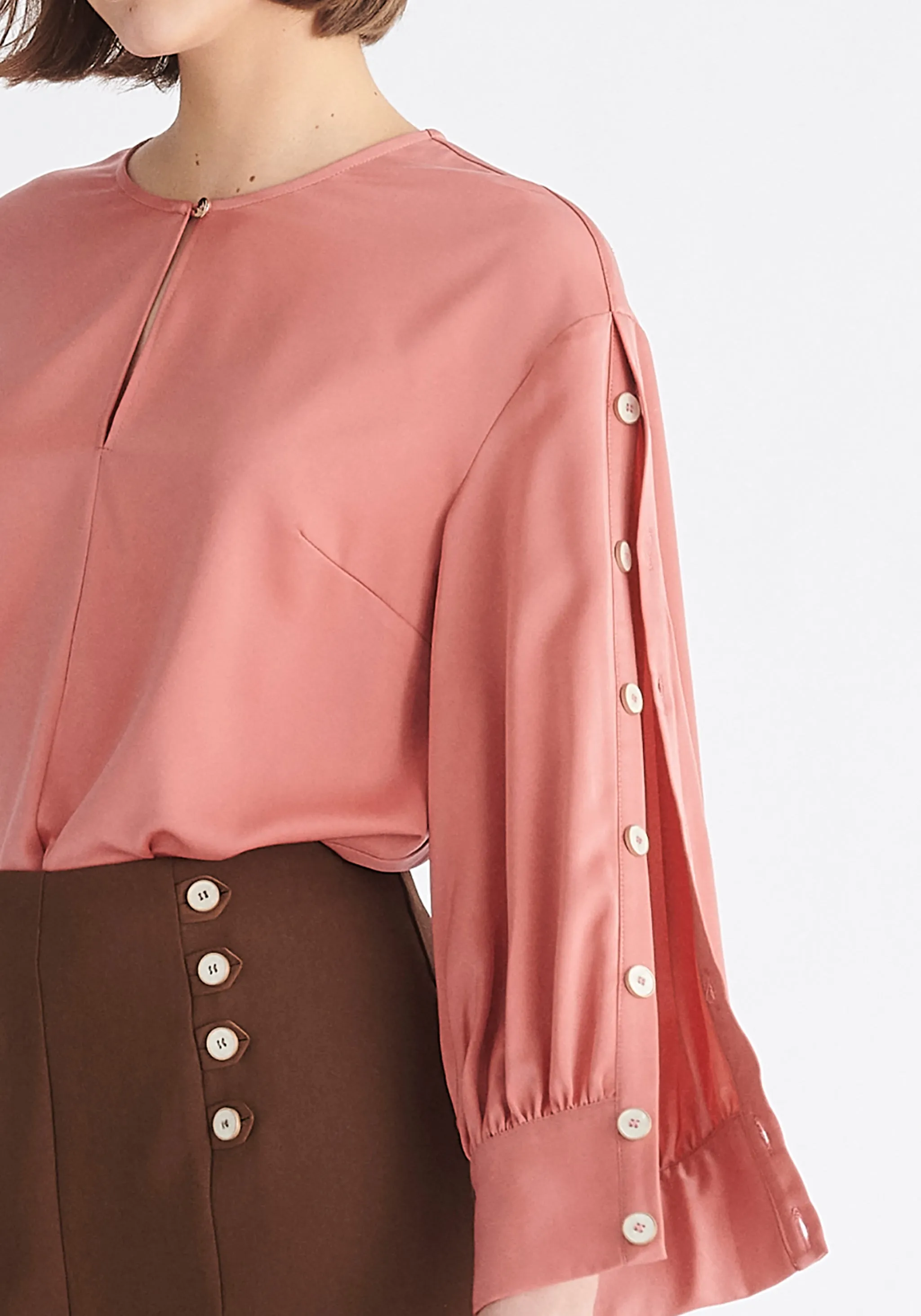 Button Sleeve Blouse