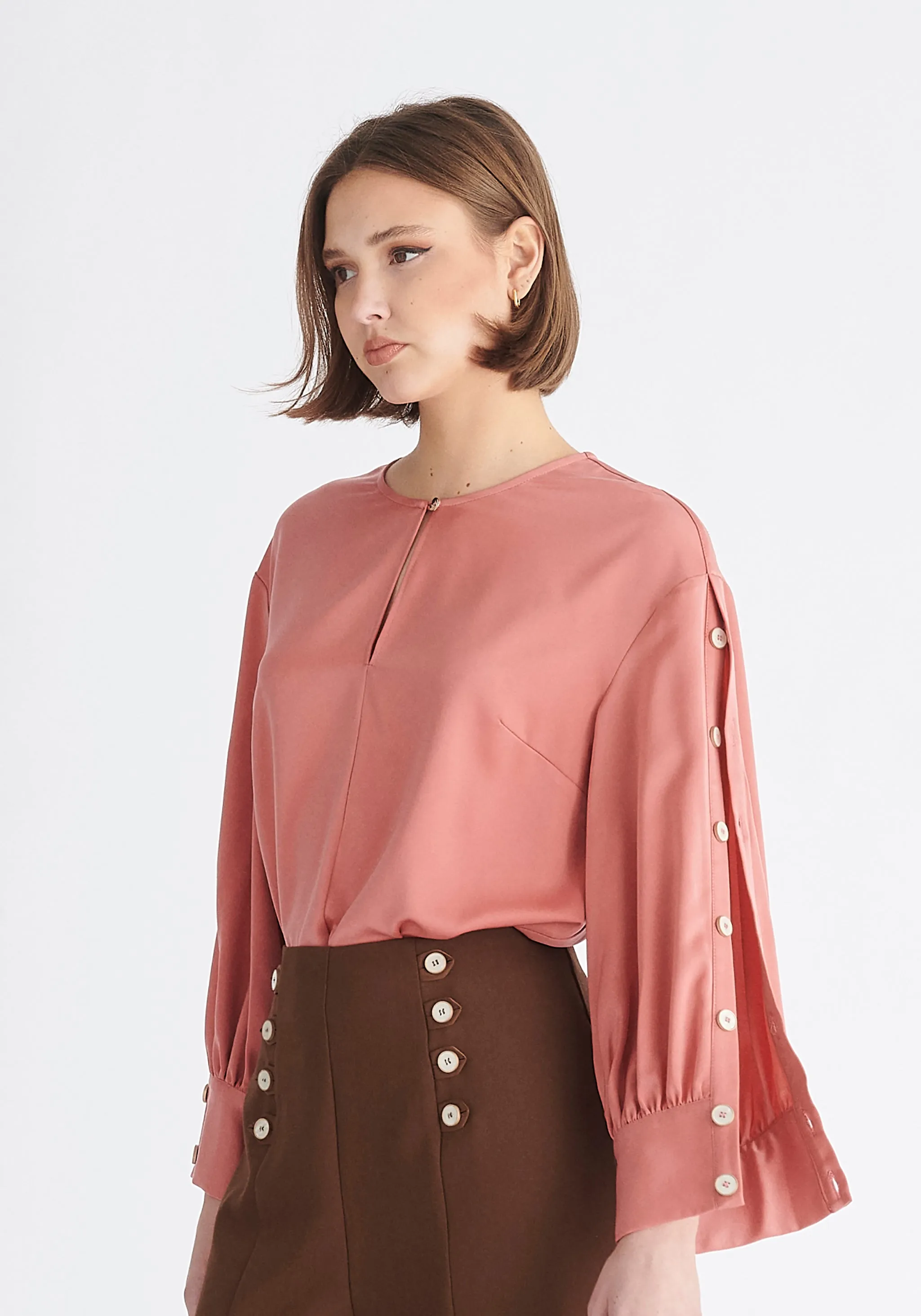 Button Sleeve Blouse