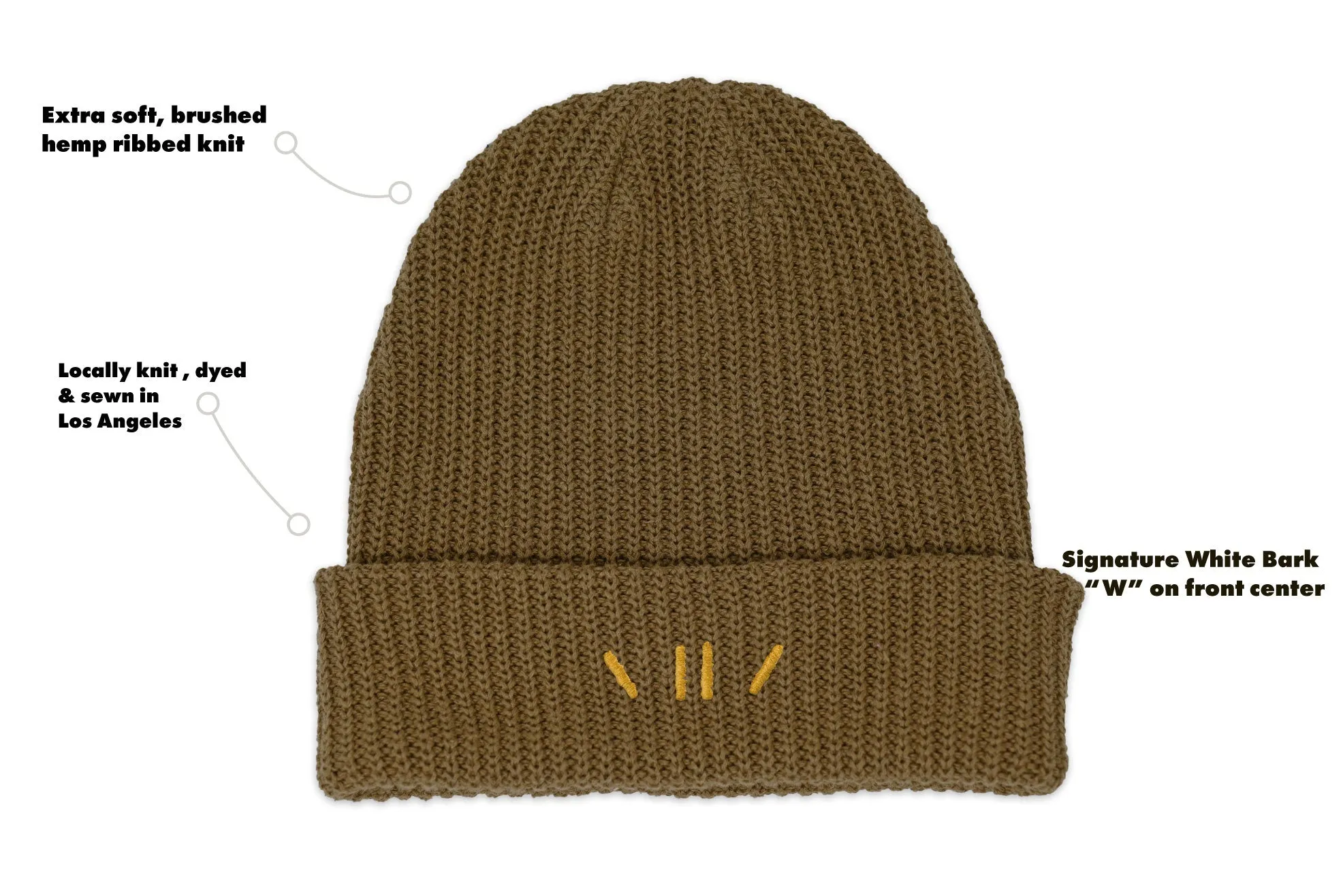 Caramel Hemp Ribbed Beanie