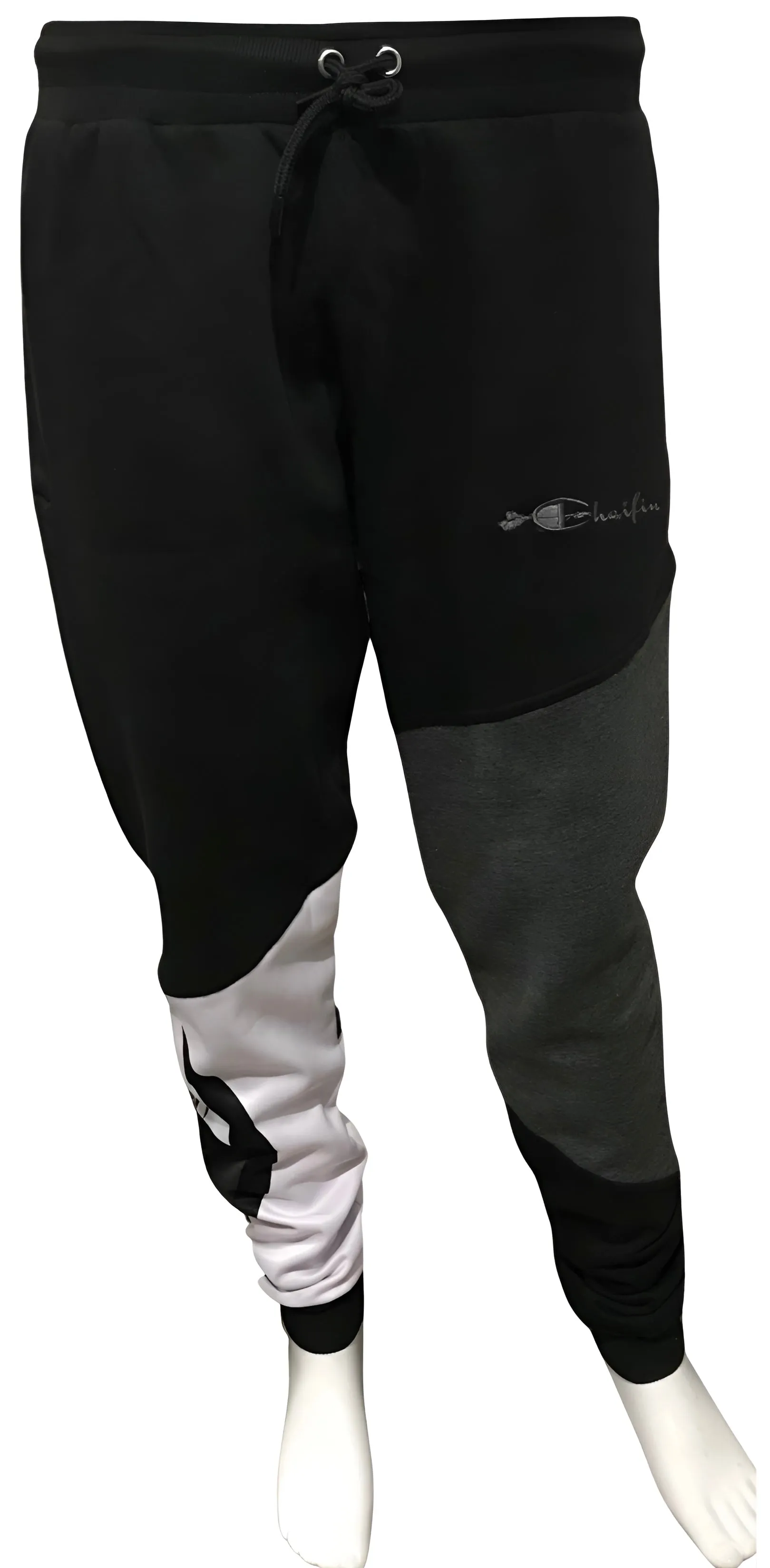 ^CHAMPION CHIEF^ LUXURY (BLACK-MULTI) JOGGER SWEATPANTS (CUT & SEW) (EMBROIDERED LOGO)