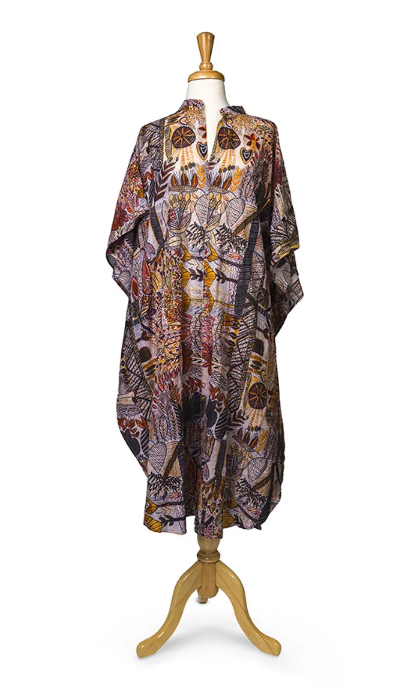 Cotton Aboriginal Art Long Kaftan by Mary Elizabeth Moreen