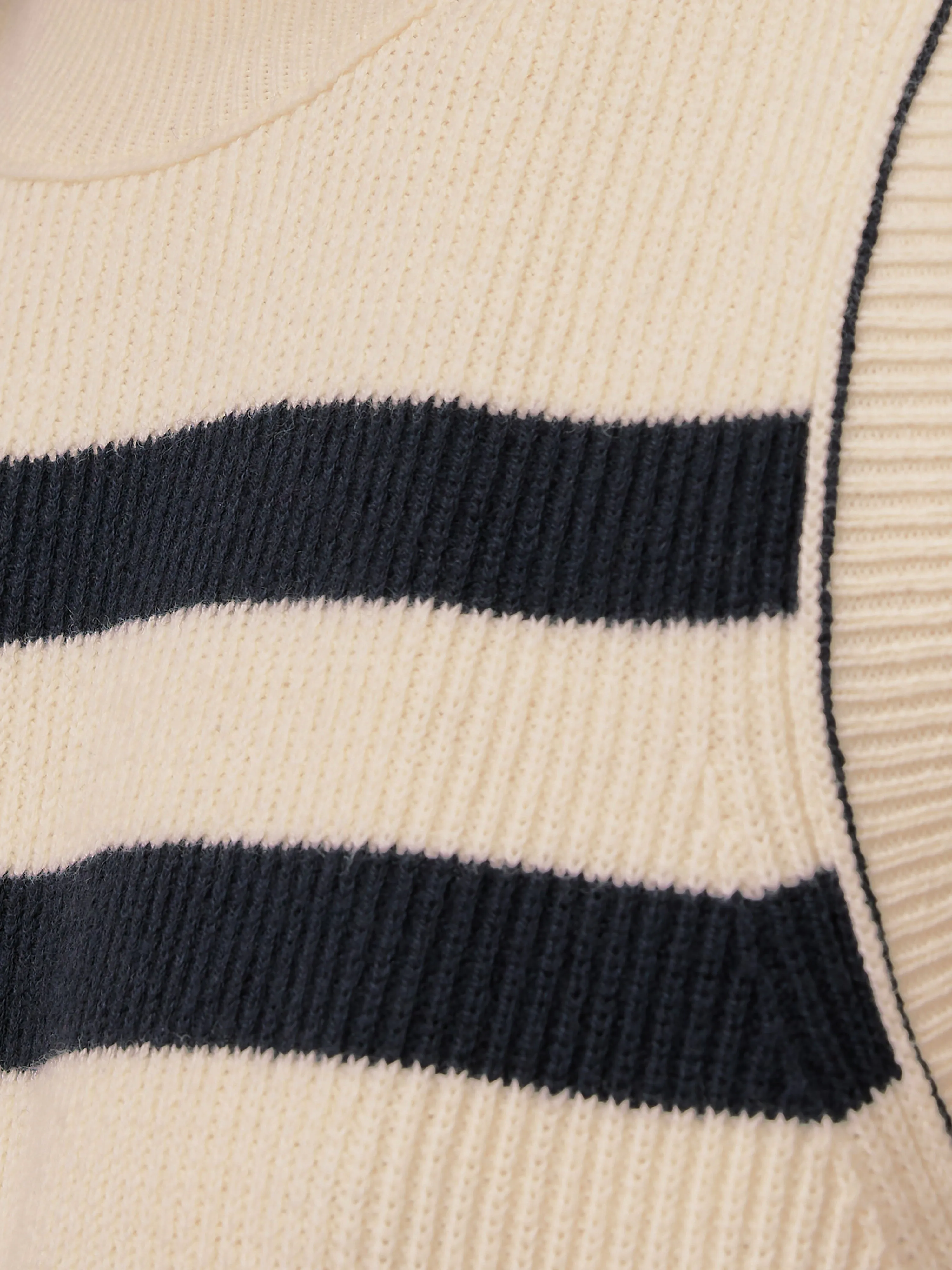 Cotton Blend Stripe Crew Tank | Navy