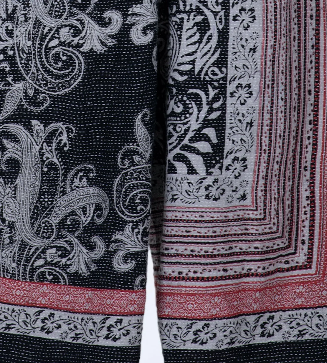 COTTON PAISLEY KANTHA MINI KIMONO JKT - cp2055-blk -