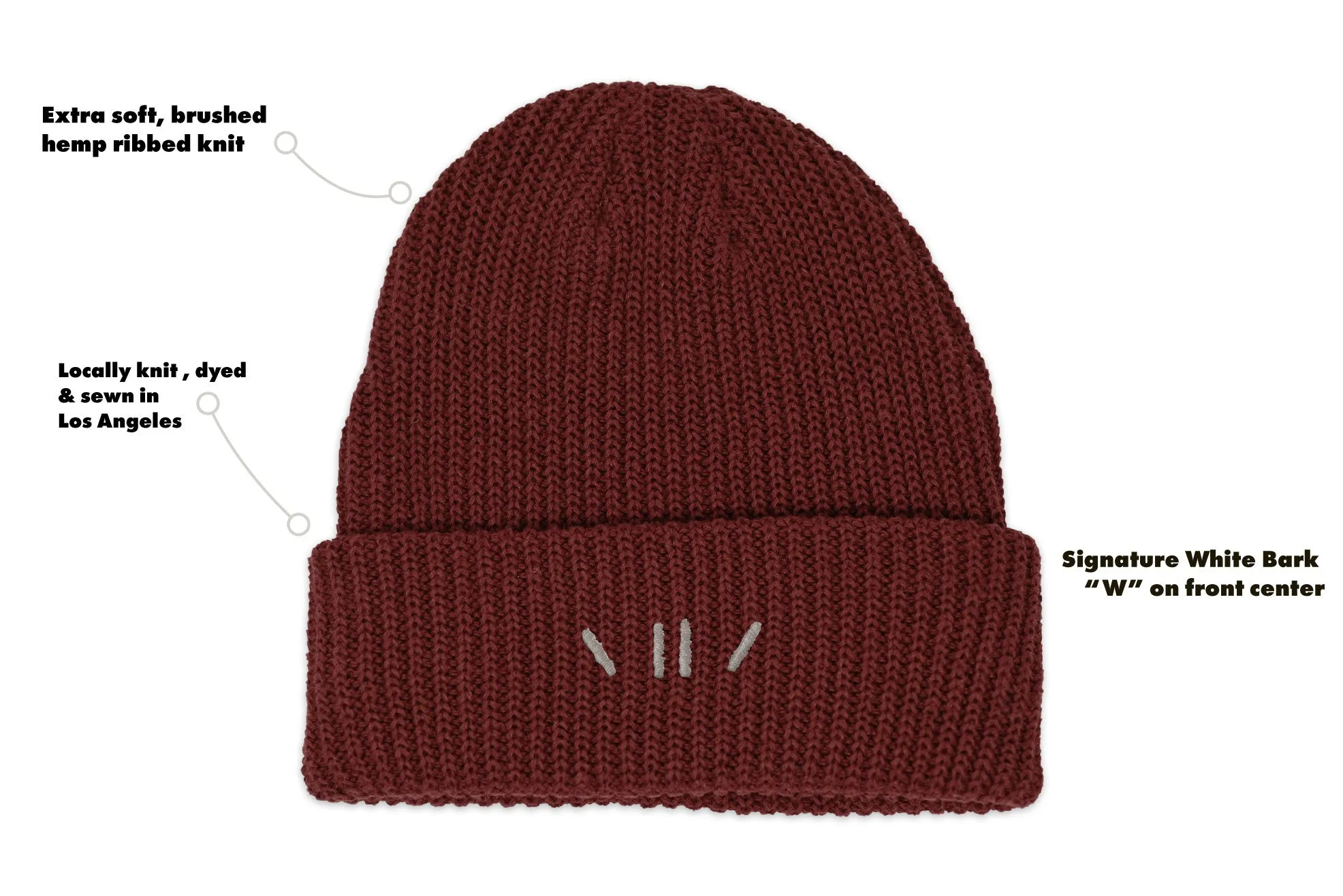 Crimson Hemp Ribbed Beanie