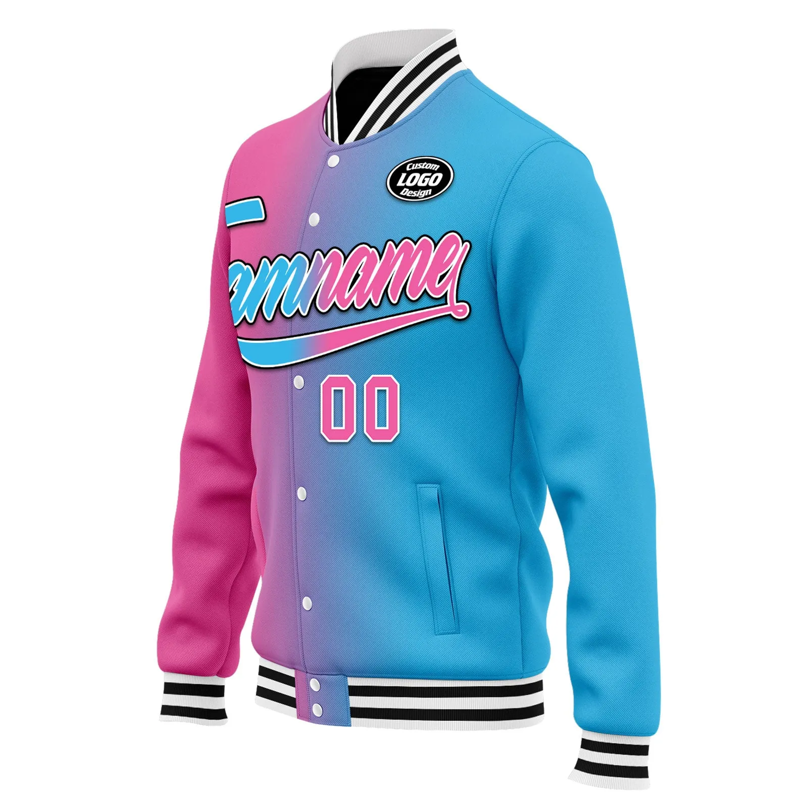 Custom Gradient Fashion Jacket Bomber Full-Snap Varsity Letterman Personalized Jacket FZ005-D028015-1