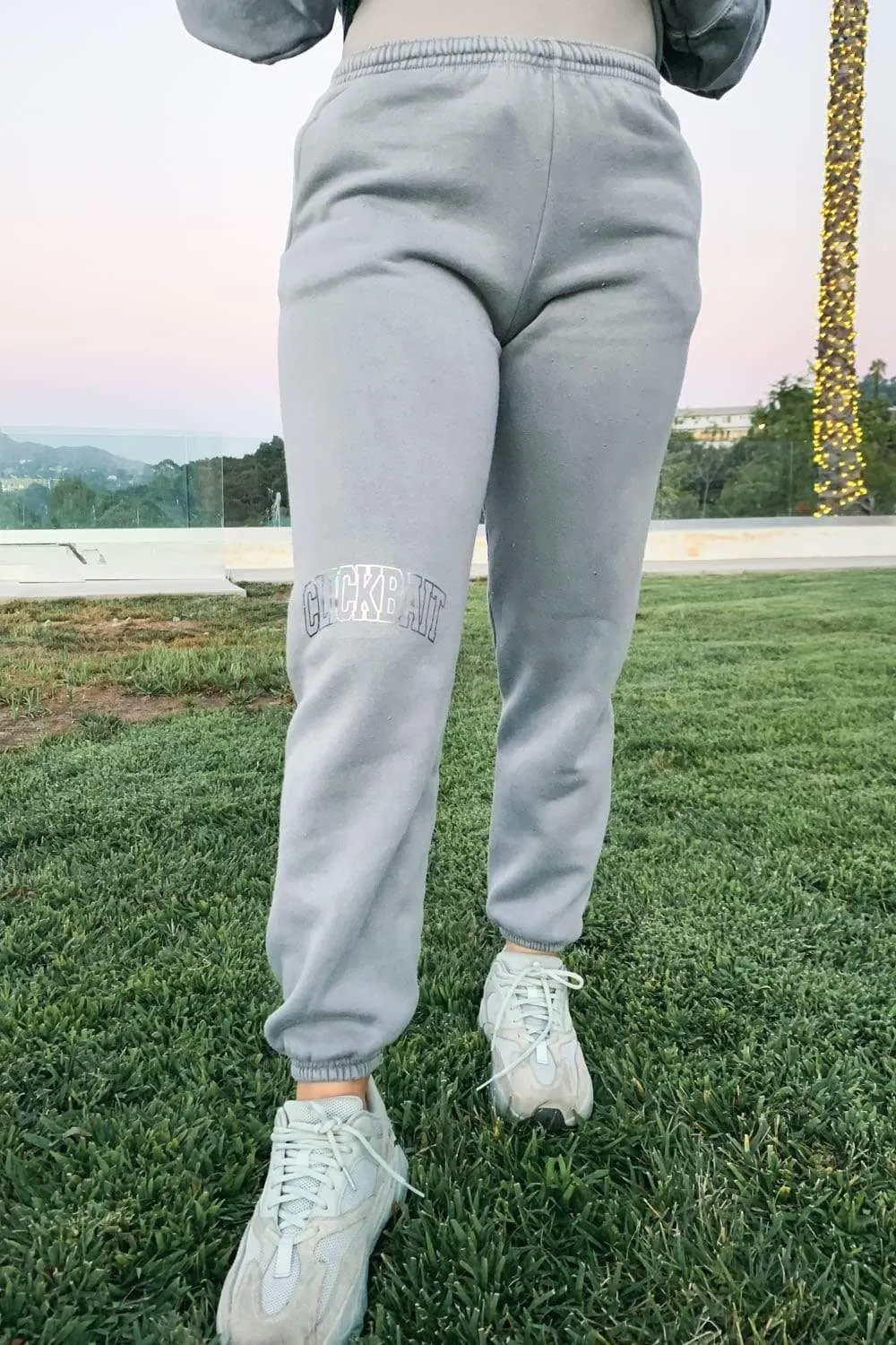 David Dobrik Stone Gray Iridescent Sweatpants