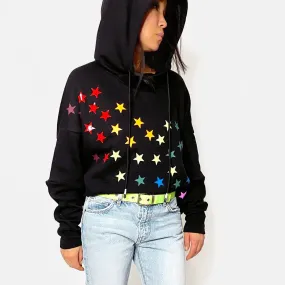 Dean Black Chic Hoodie Sweatshirt - Rainbow Stars