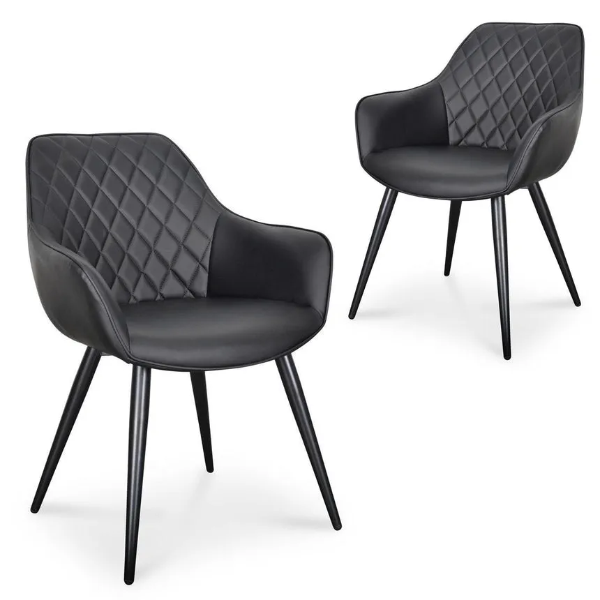 Dining Chair - Black PU (Set of 2)