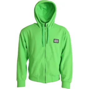 Dolce & Gabbana Neon Green Hooded Full Zip Top Sweater