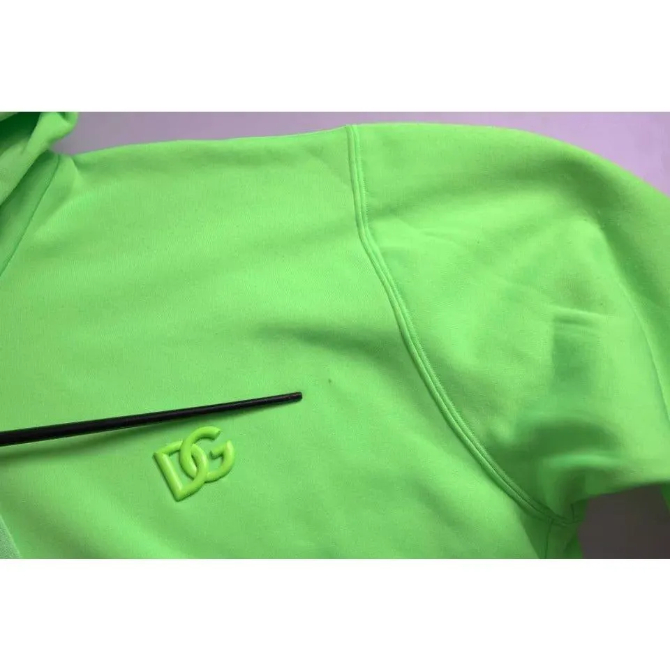 Dolce & Gabbana Neon Green Logo Pullover Hooded Sweatshirt Sweater