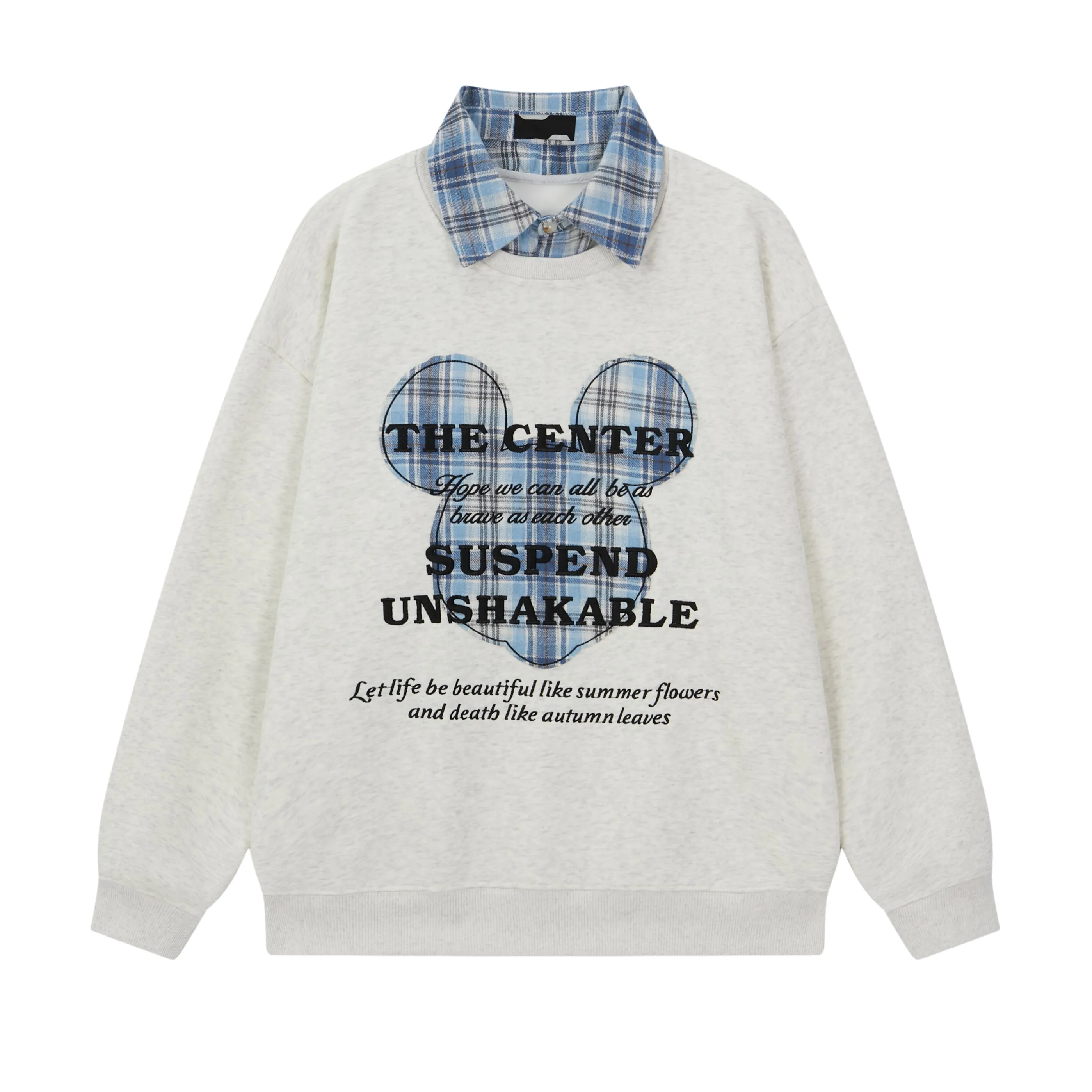 Faire Echo Fun Plaid Collar Sweatshirt